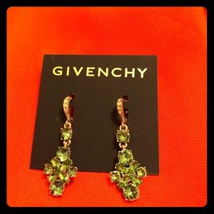 Givenchy Earrings Green Stones, 1.5”